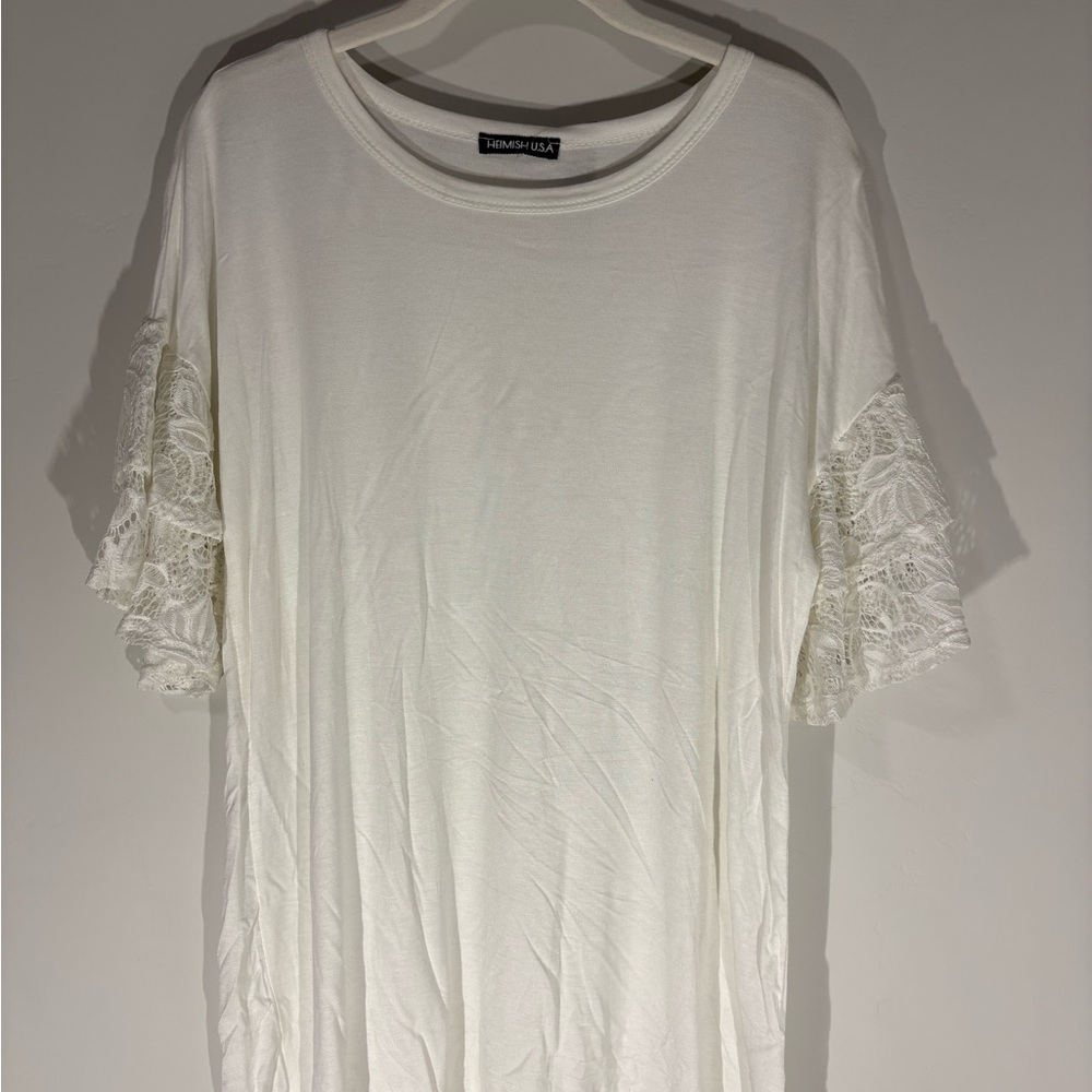 Women's White Lace Sleeve Top